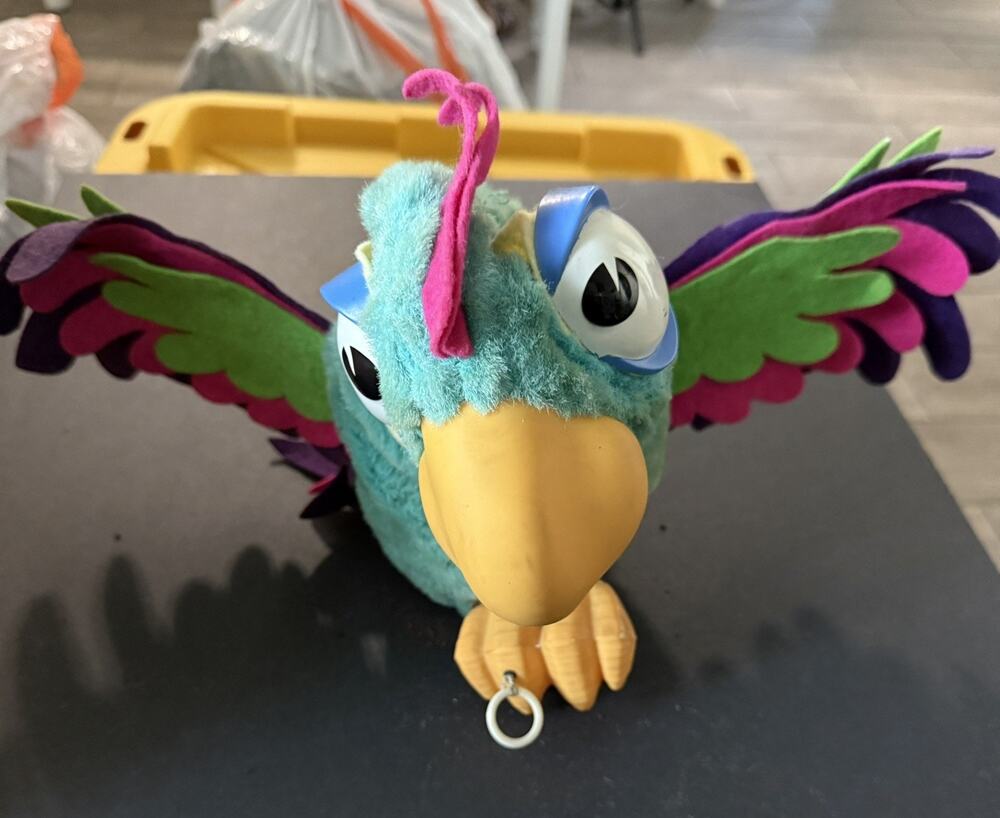 1963 Mattel Animal Yacker CRACKERS Talking Parrot Toy Works Talks Only